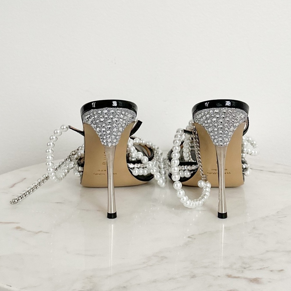 MACH & MACH NEW Diamond Of Elizabeth PVC Patent Leather Pearl Heels Size 10 US - Picture 8 of 10